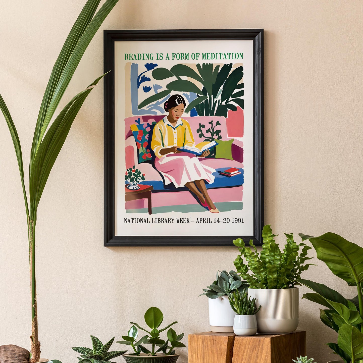 Reading Meditation Library Week Art Print