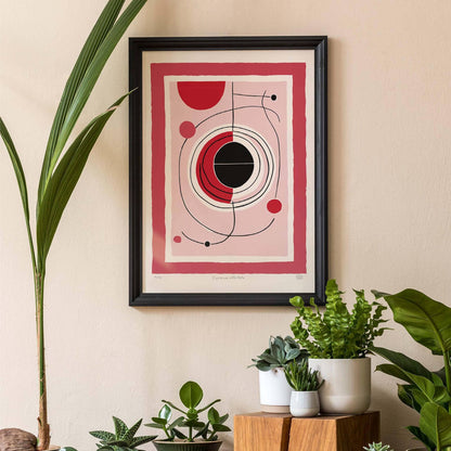 Red Orbit - Abstract Geometric Print