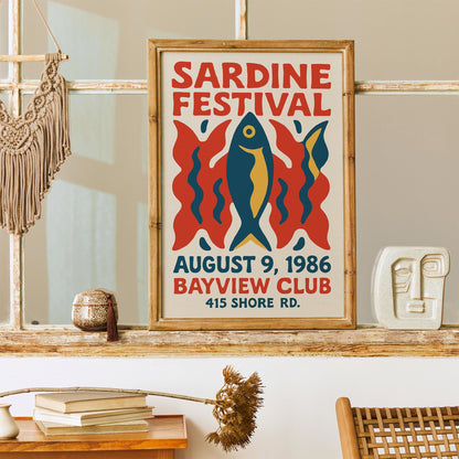 Sardine Festival Retro Poster