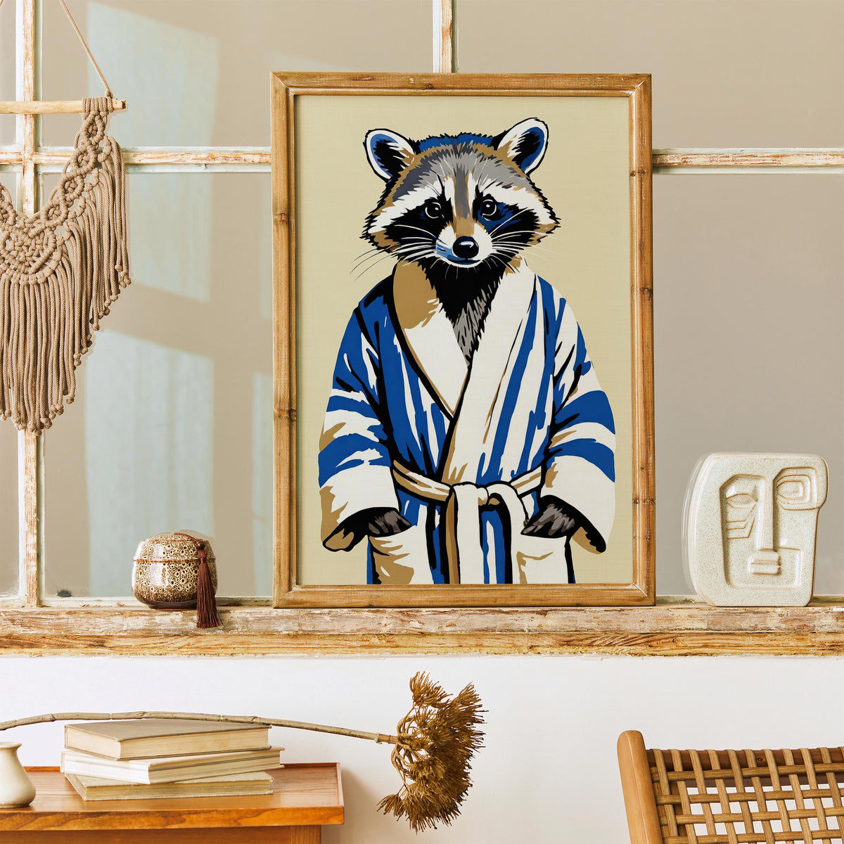 Raccoon Japanese Robe Wall Print