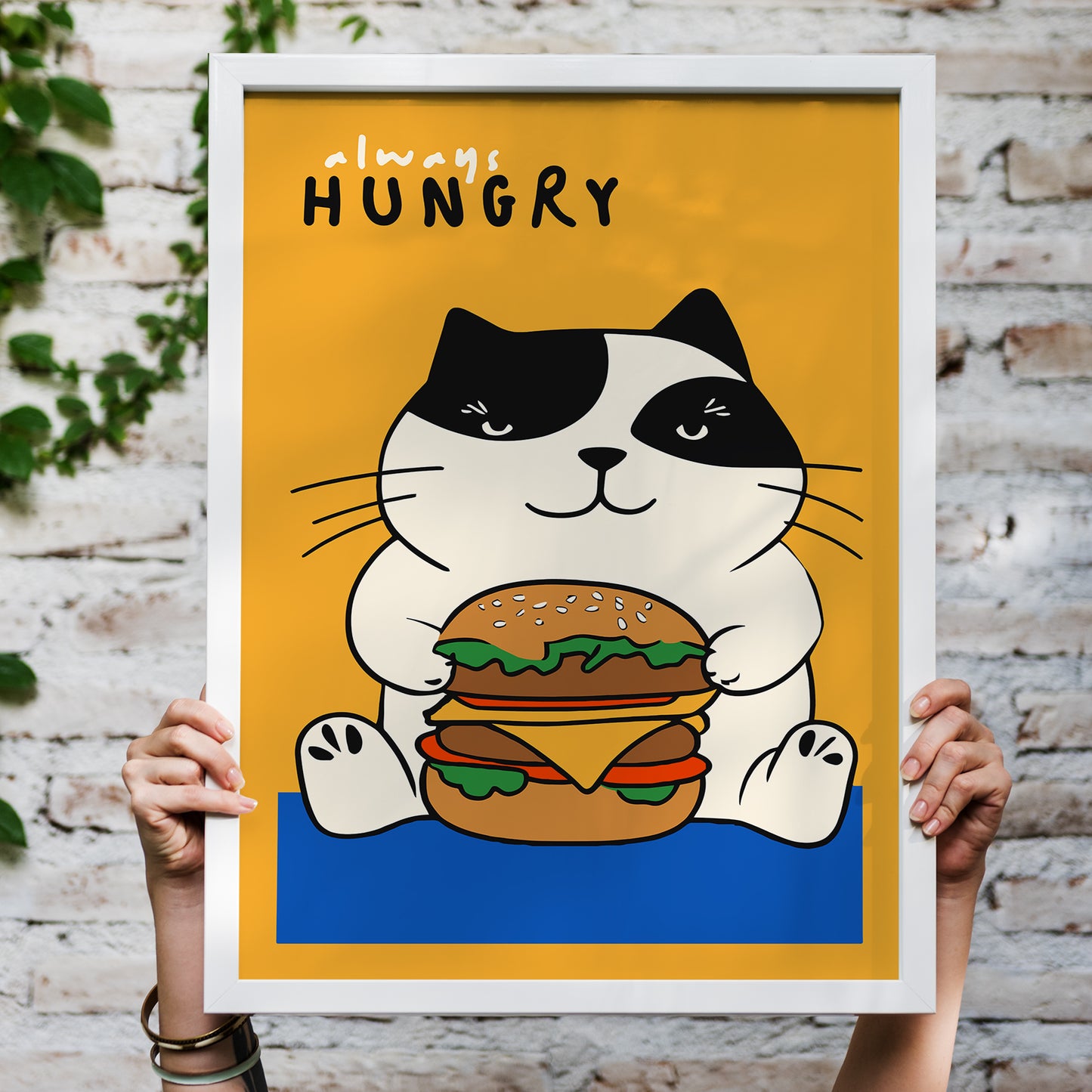 Always Hungry, Funny Cat Art Print