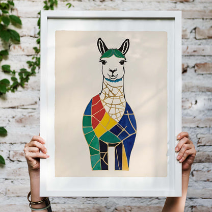 Geometric Llama Poster Print