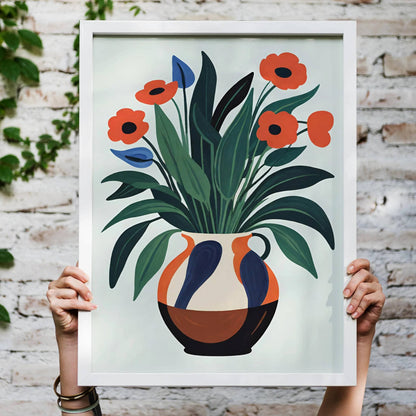 Retro Floral Vase Wall Art Poster