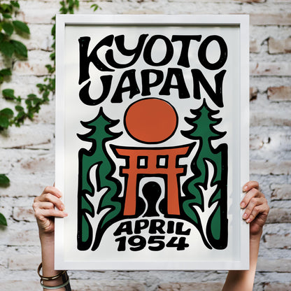 Kyoto Japan Vintage Travel Poster