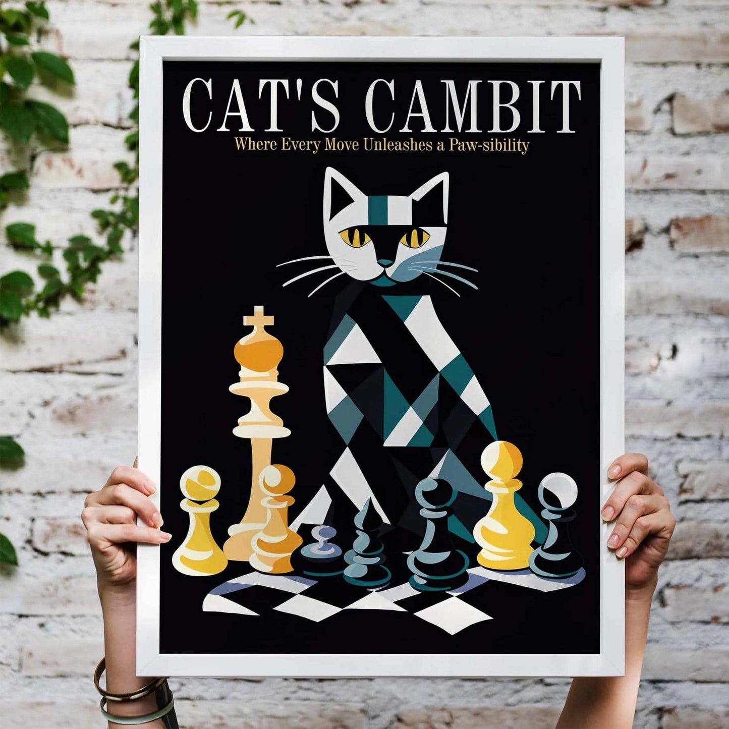 Cat Chess Wall Art Print