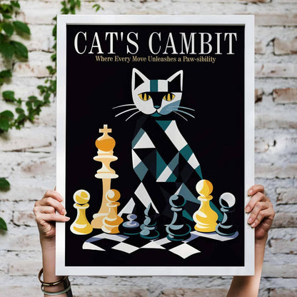 Cat Chess Wall Art Print