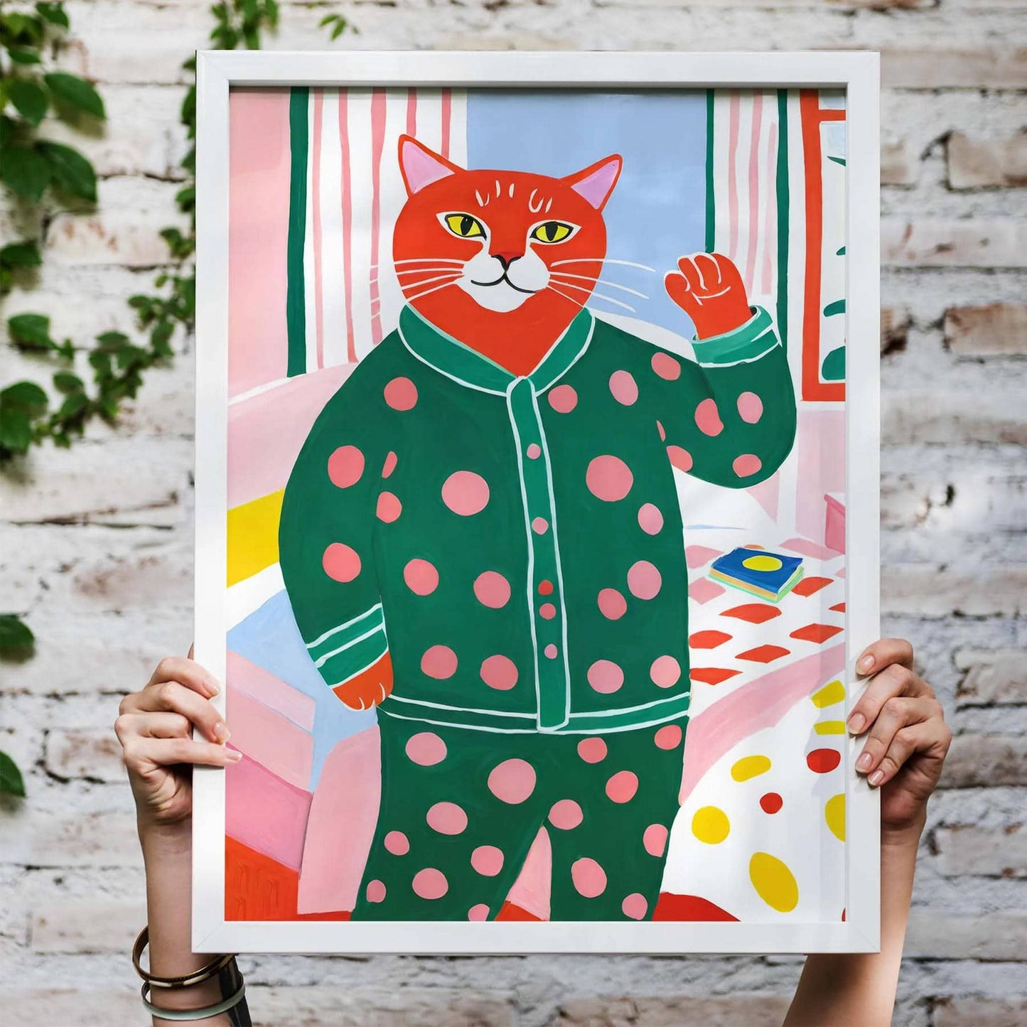 Pajama Cat Bedroom Wall Art
