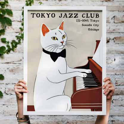 Tokyo Jazz Club Cat Piano Poster