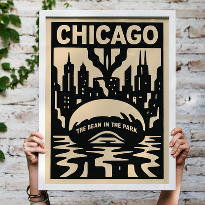 Chicago Bean Skyline Poster