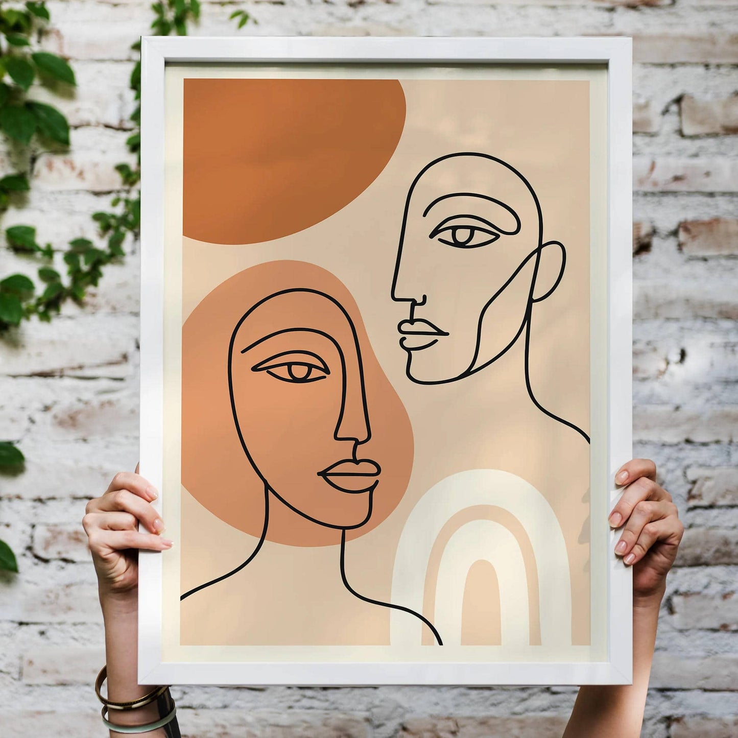 Modern Minimalist Abstract Line Art Faces Print