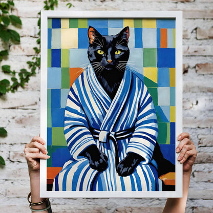 Bathrobe Cat Poster Print