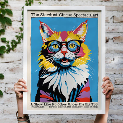 Dallas 1986 Stardust Circus Cat Retro Poster