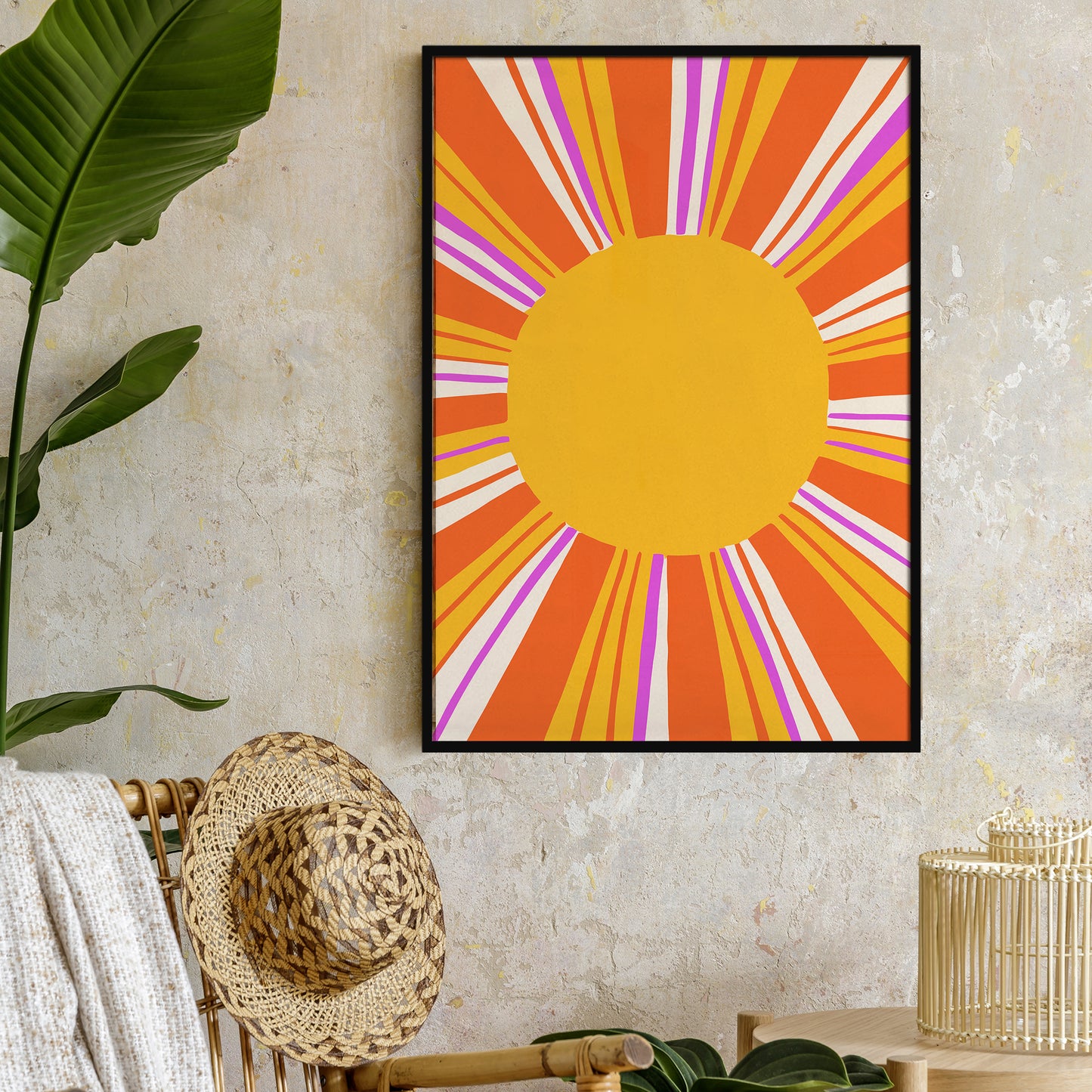 Yellow Sun Retro Modern Poster