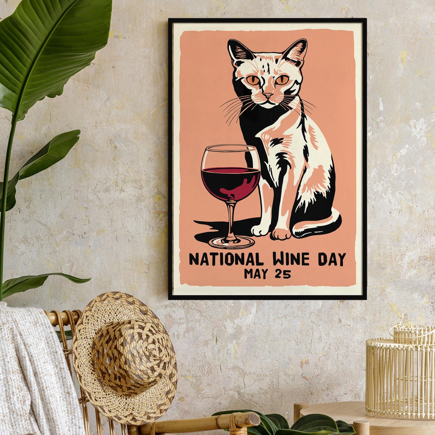 National Wine Day Cat Print