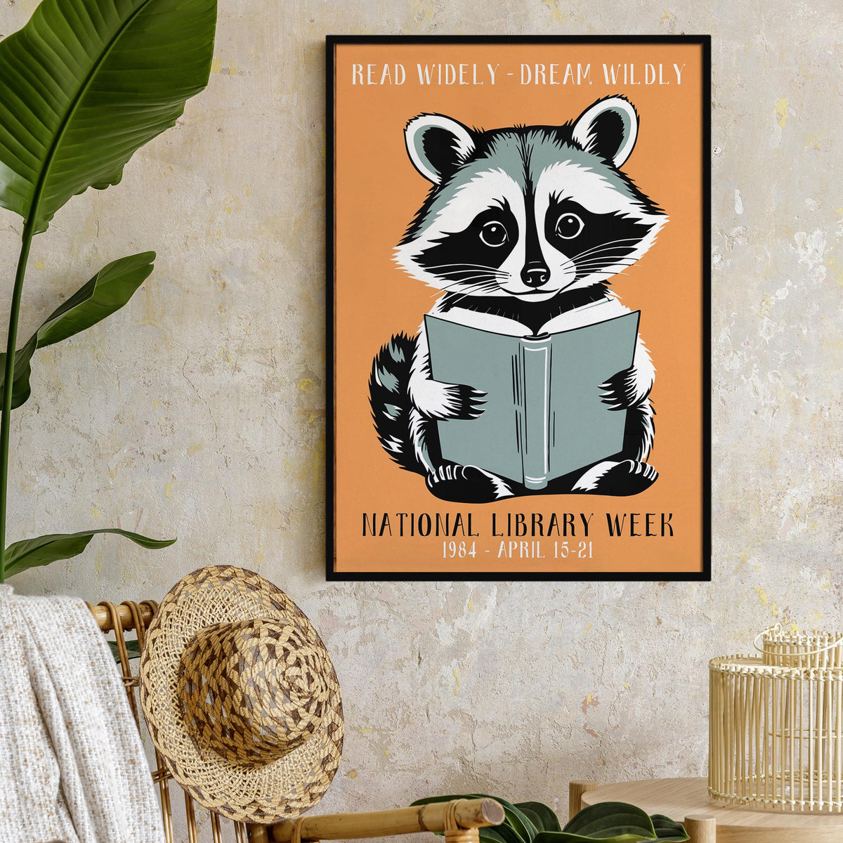 National Library Week Raccoon Print