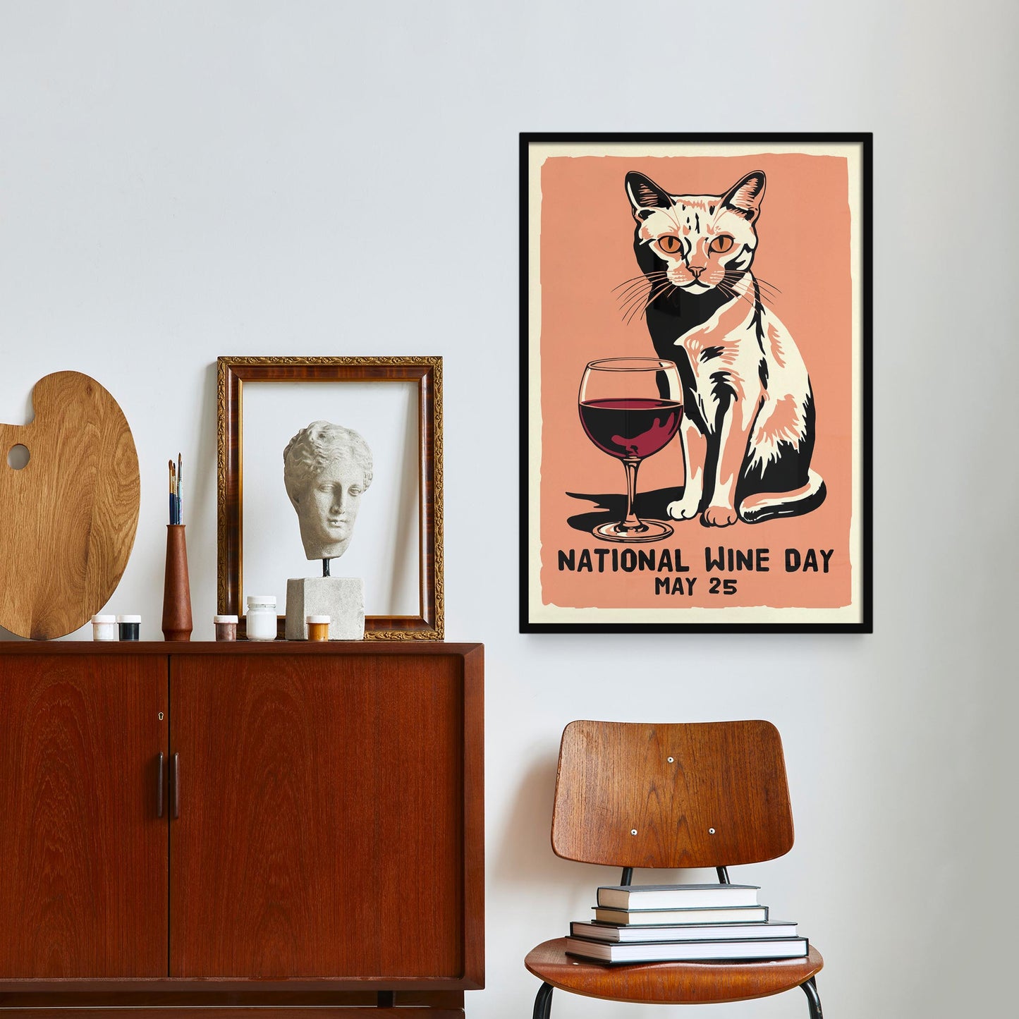 National Wine Day Cat Print