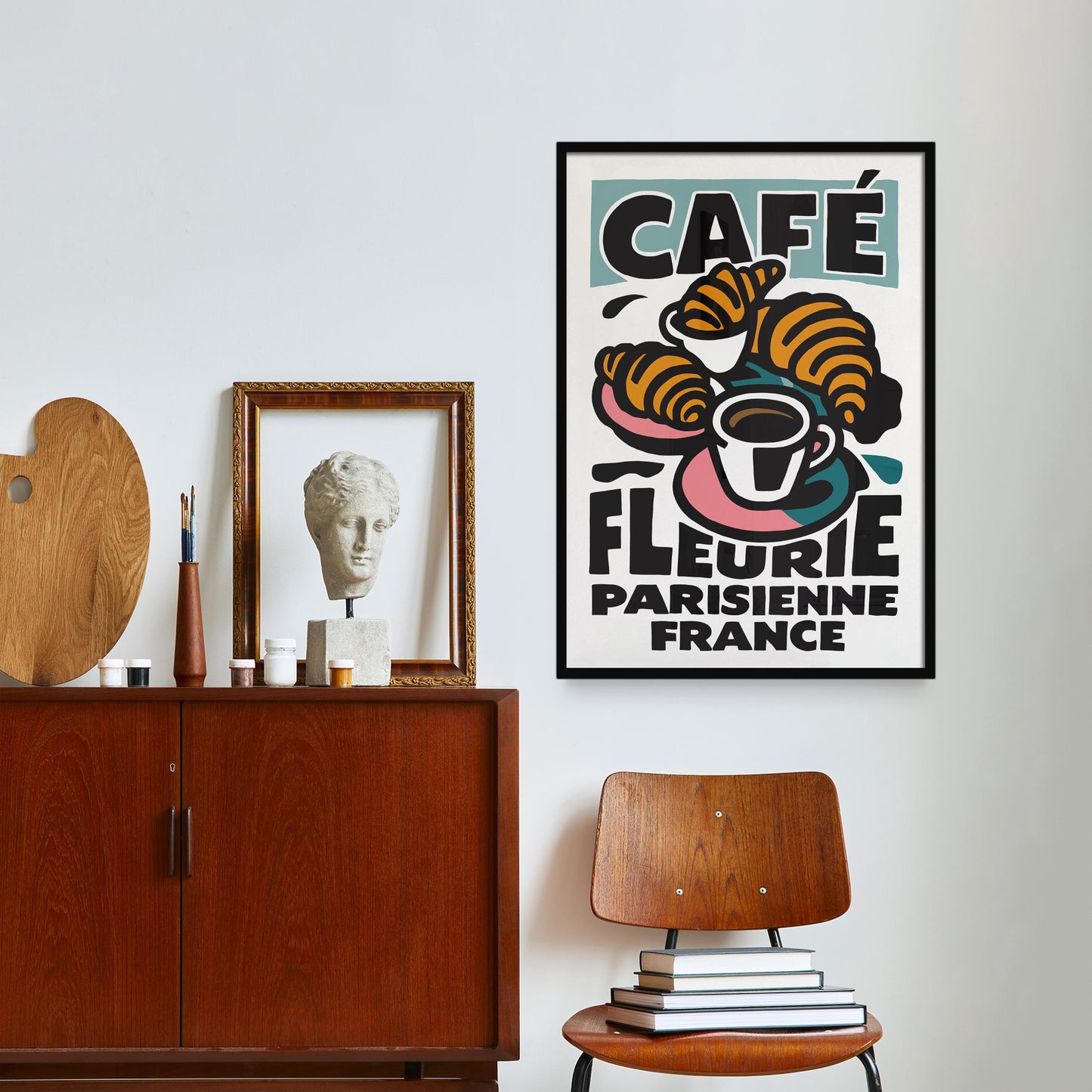 Paris Cafe Croissant Print