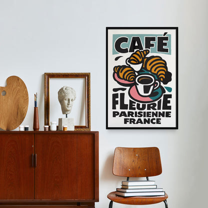 Paris Cafe Croissant Print