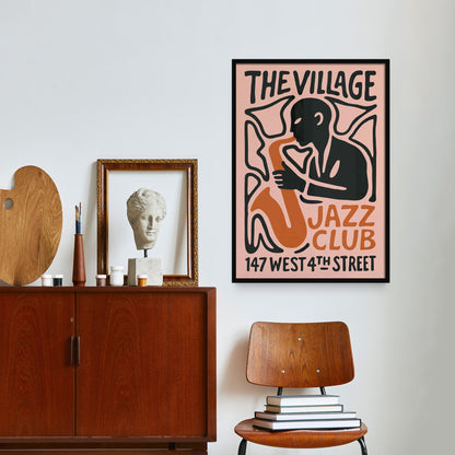 The Village Jazz Club Vintage Poster