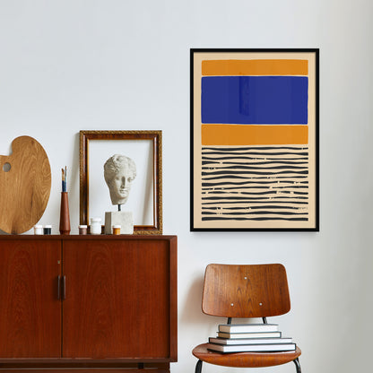 Abstract Blue and Yellow Line Art Poster