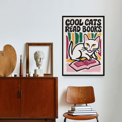 Cool Cats Reading Poster Print