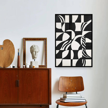 Abstract Checkered Swirls Art Print