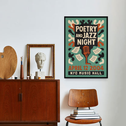 Retro Poetry Jazz Night Print