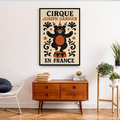 French Circus Bear Poster