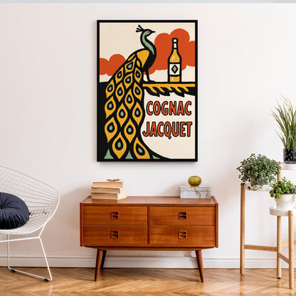 Cognac Peacock Art Poster
