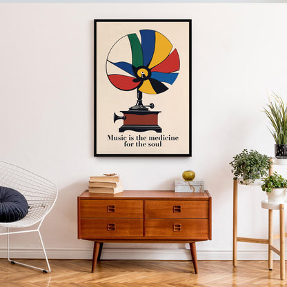 Vintage Gramophone Music Poster