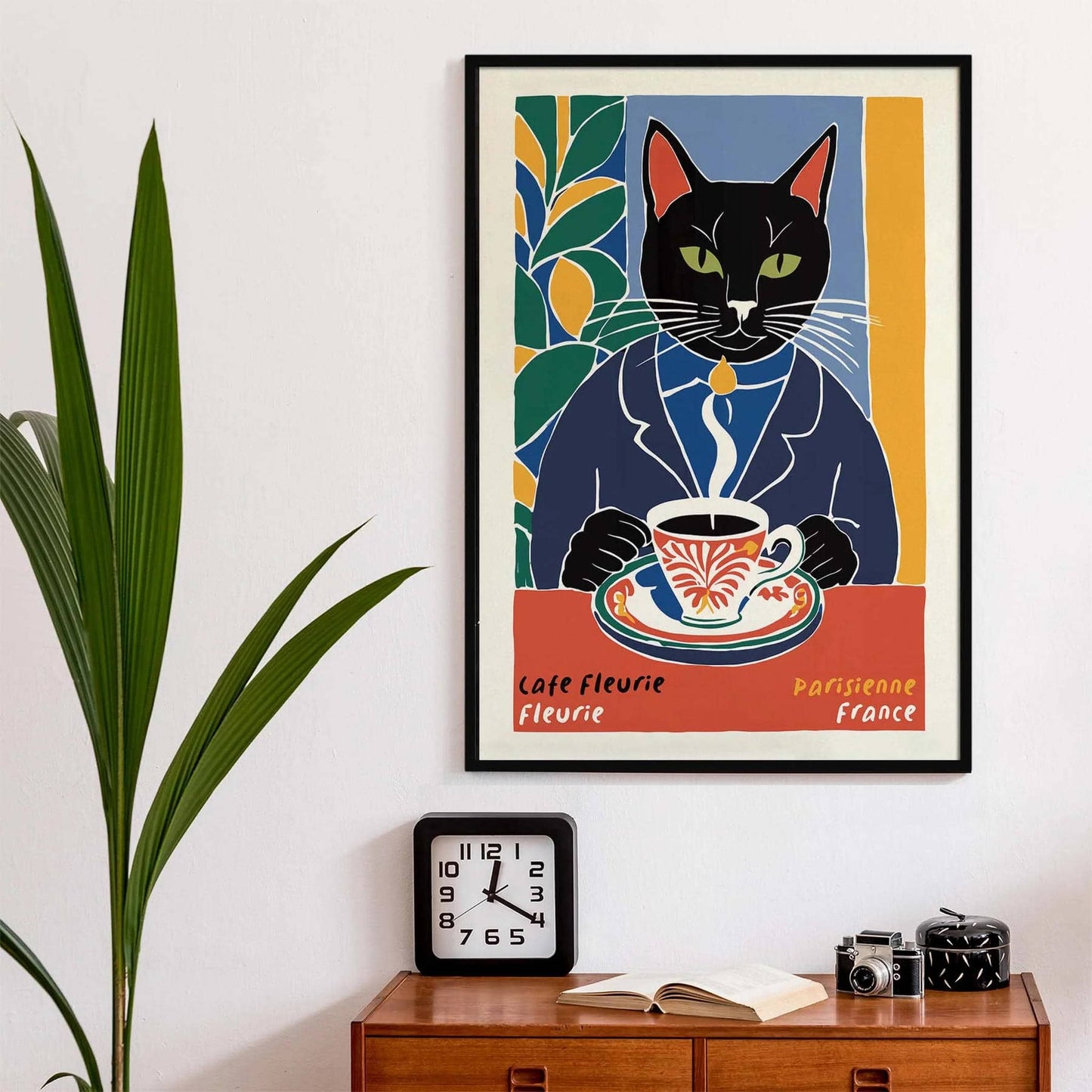 Parisian Cat at Café Fleurie Poster