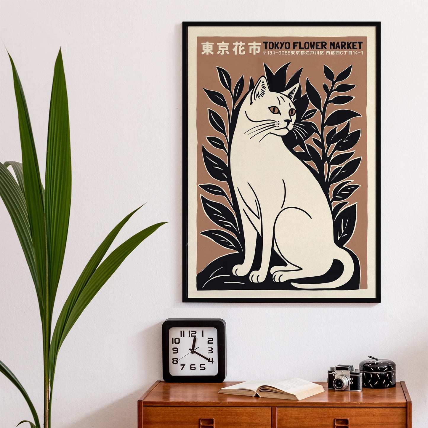 Tokyo Flower Market Cat Poster Living Room