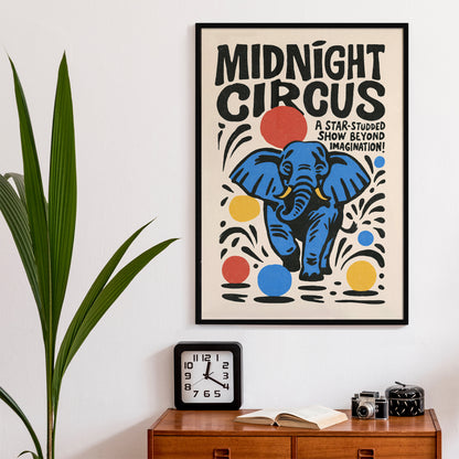 Midnight Circus Elephant Poster