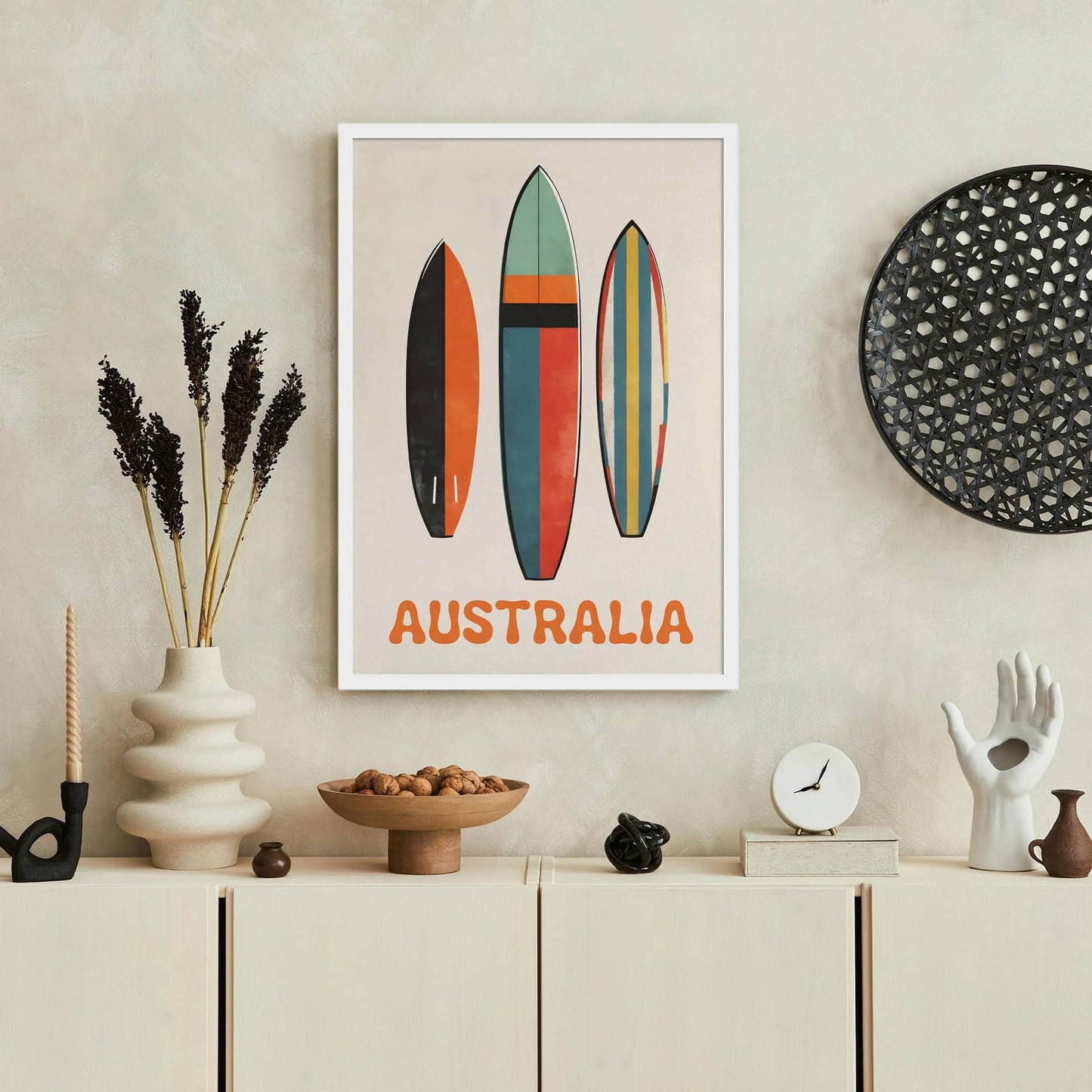 Australia Retro Surfing Poster Print