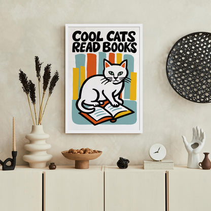Cool Cats Read Books Poster