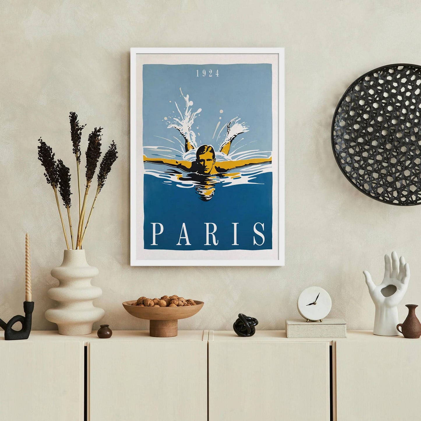 Paris 1924 Retro Swimming Poster