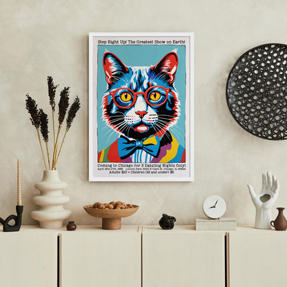 Vintage Circus Cat Print Chicago 1985