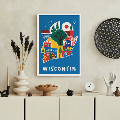 Wisconsin Blue Travel Poster