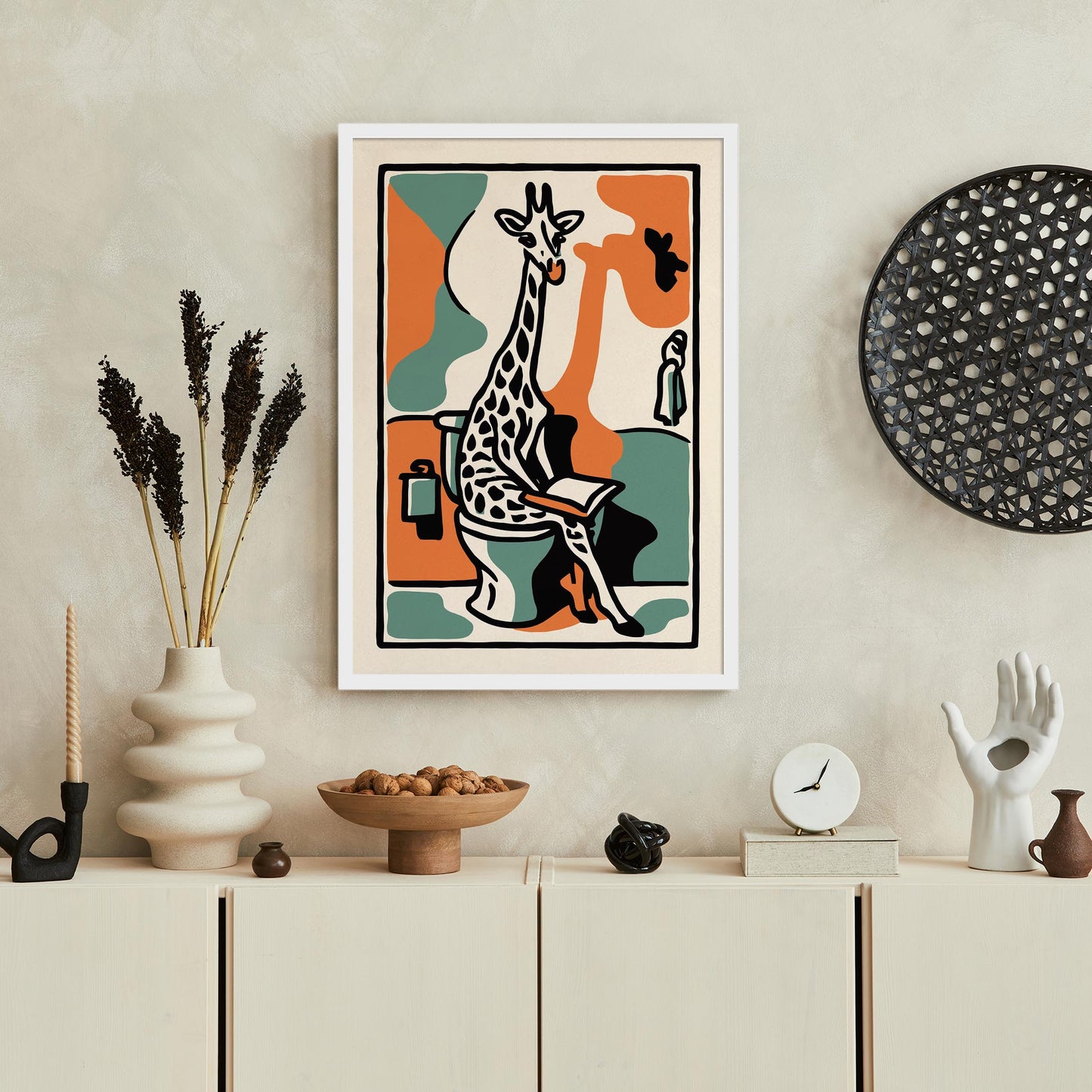 Reading Giraffe Bathroom Wall Art