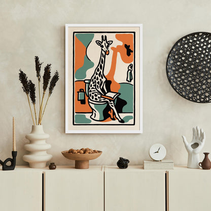 Reading Giraffe Bathroom Wall Art