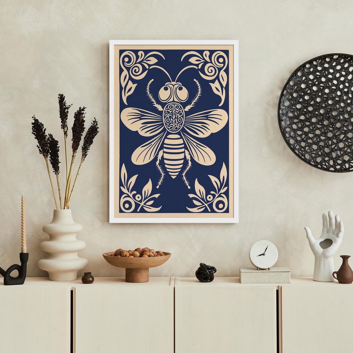 Navy Blue Fly Bug Poster