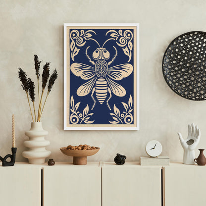 Navy Blue Fly Bug Poster