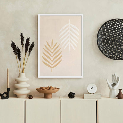 Boho Japandi Wall Art – Minimalist Leaves Poster