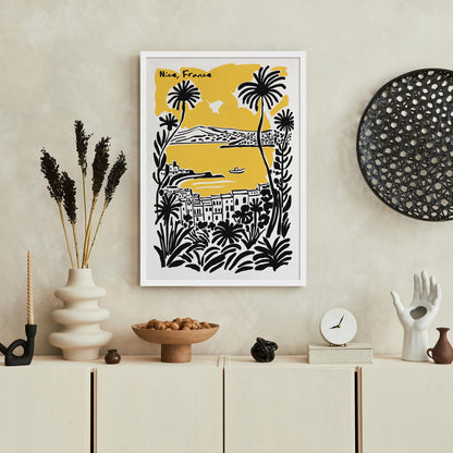 Yellow Nice France Travel Poster