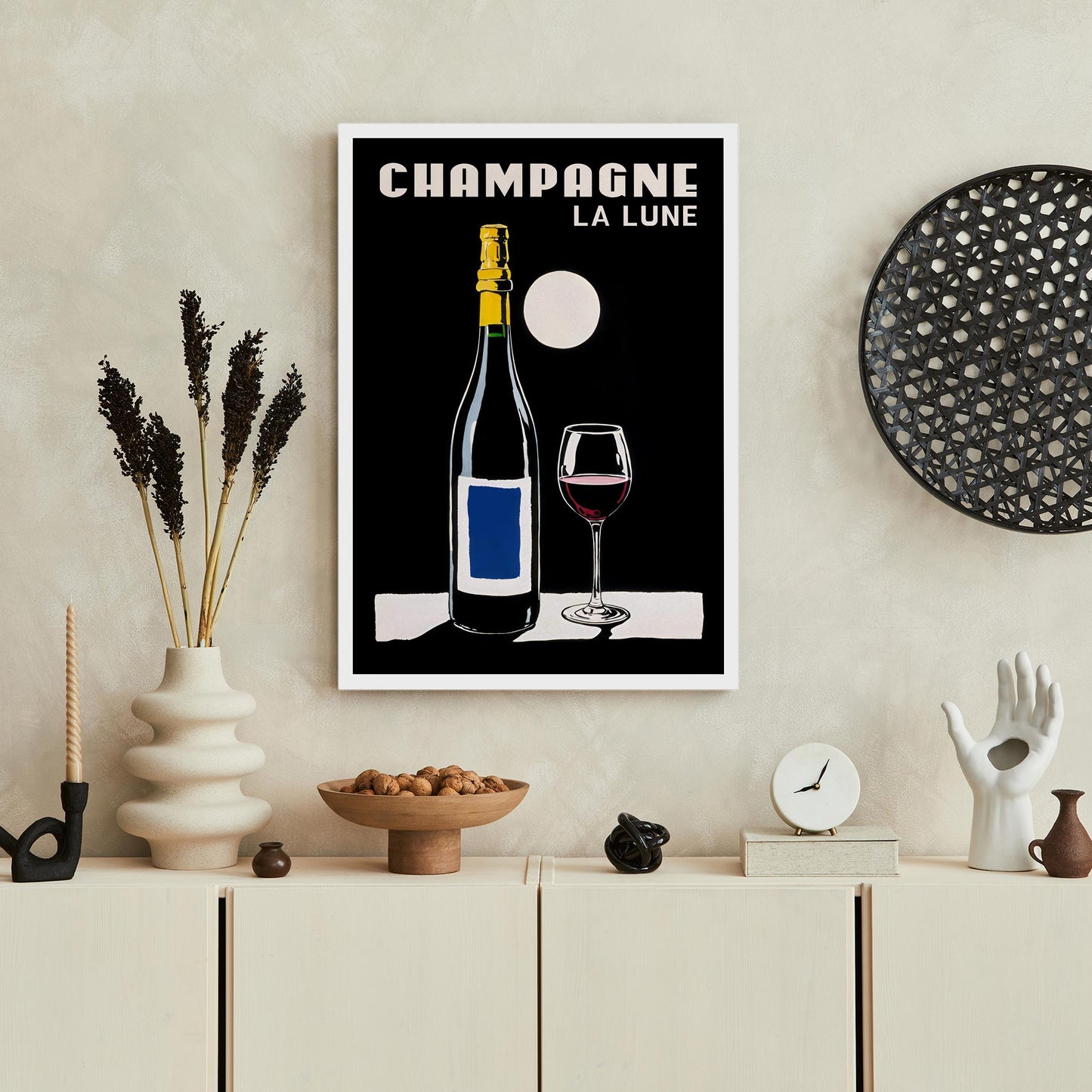 Champagne La Lune Moonlight Art Print