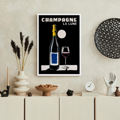 Champagne La Lune Moonlight Art Print
