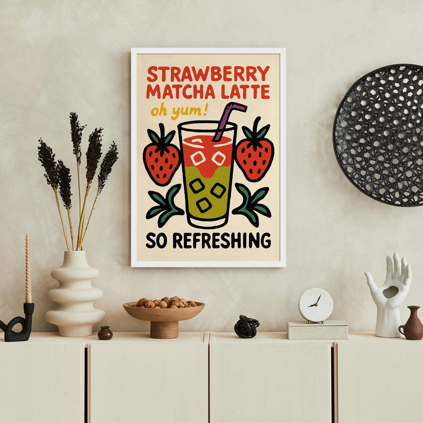 Strawberry Matcha Latte Poster