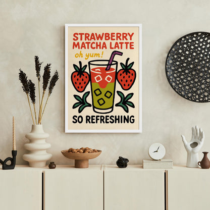 Strawberry Matcha Latte Poster