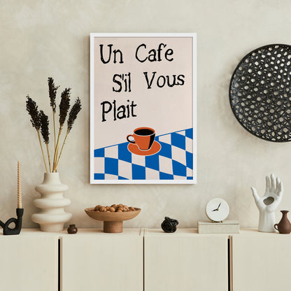 French Coffee Quote Poster