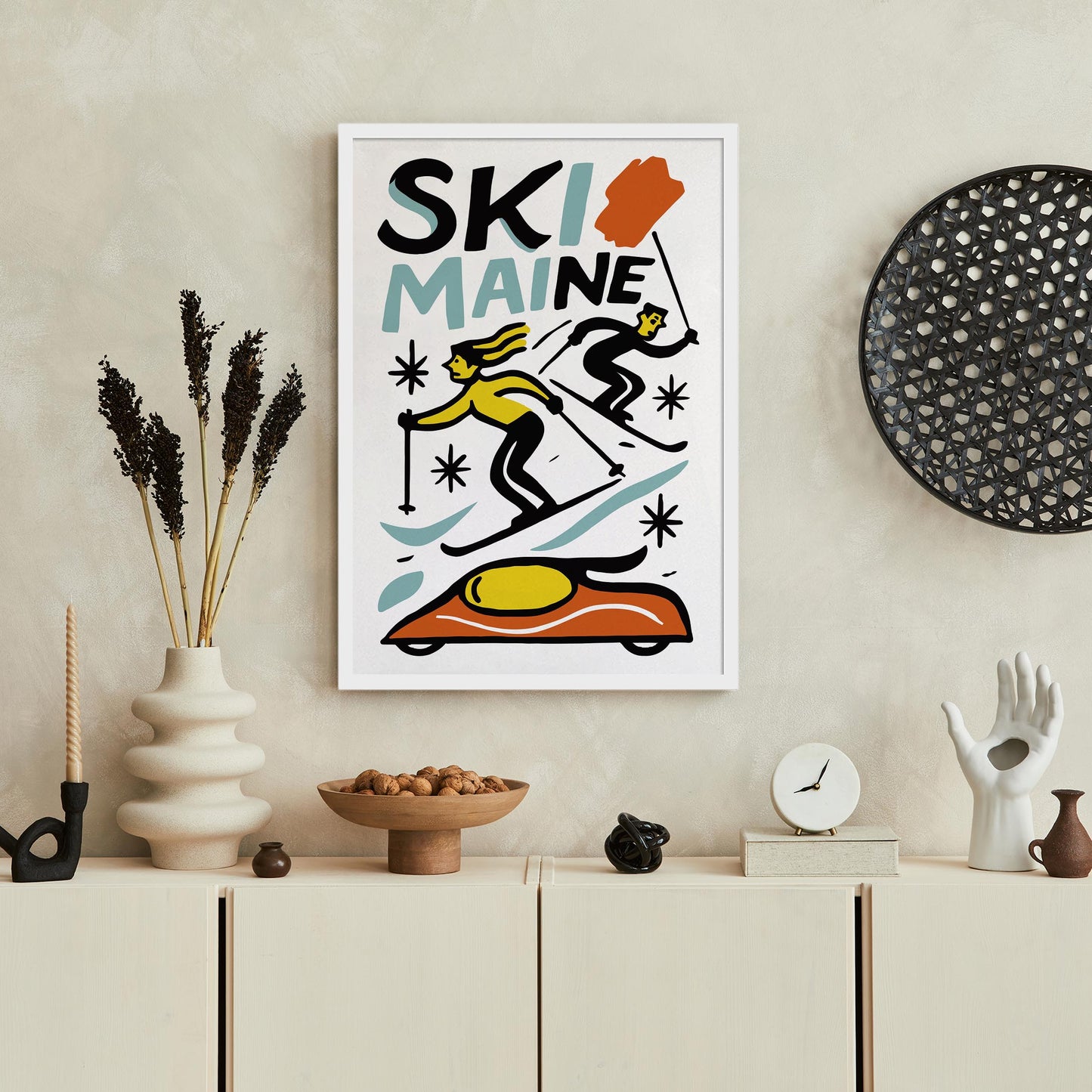 Ski Maine Retro Poster